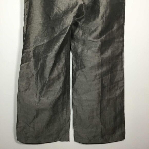 Bianca Taupe Linen Blend Minimalist Wide Leg Slouchy Clean Girl Pants Size 12 - Picture 3 of 7